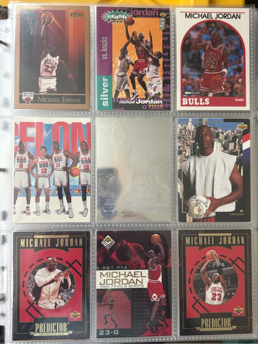 Micheal Jordan Vintage Nm-Lp Basketball 9 Card Collection Binder Page Lot